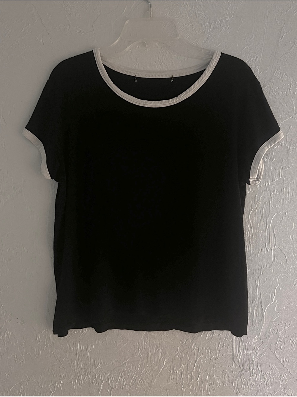Black Short-Sleeve Ringer Tee with White Trim